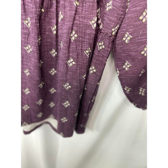 Wonderly knit blouse top shirt extra large XL eggplant deep purple cream boho - Picture 3 of 15